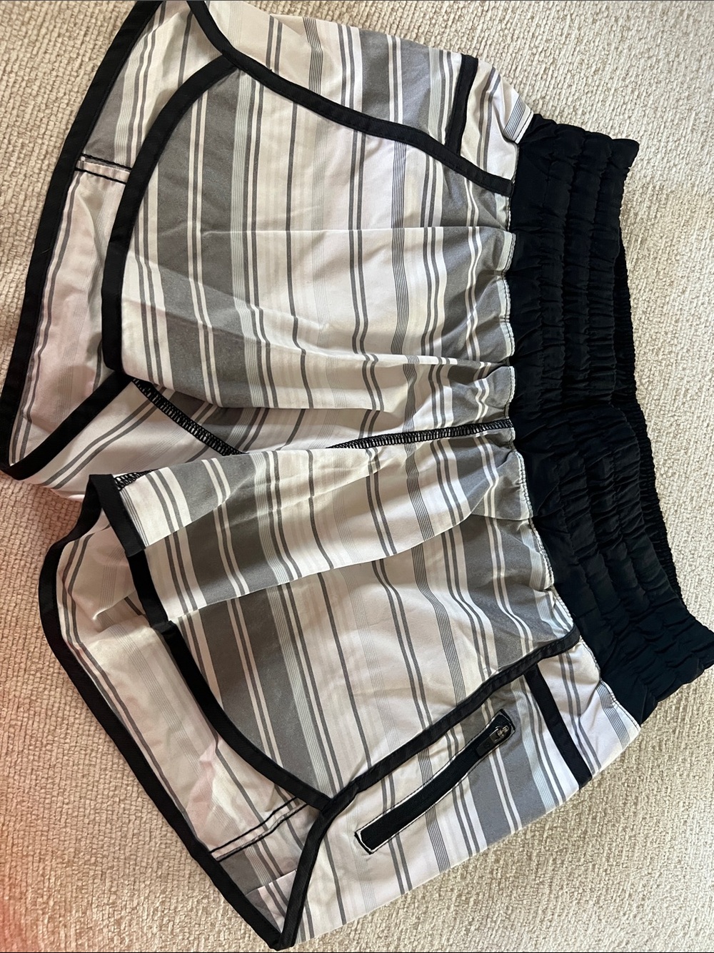 lululemon athletica Gray and Black Striped Athletic Shorts
